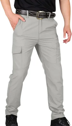 Mens Stretch Work Pants Quick-Dry Flexcamo Resistant Hiking Pants Lightweight Hunting Multi-Pocket Cargo Pants