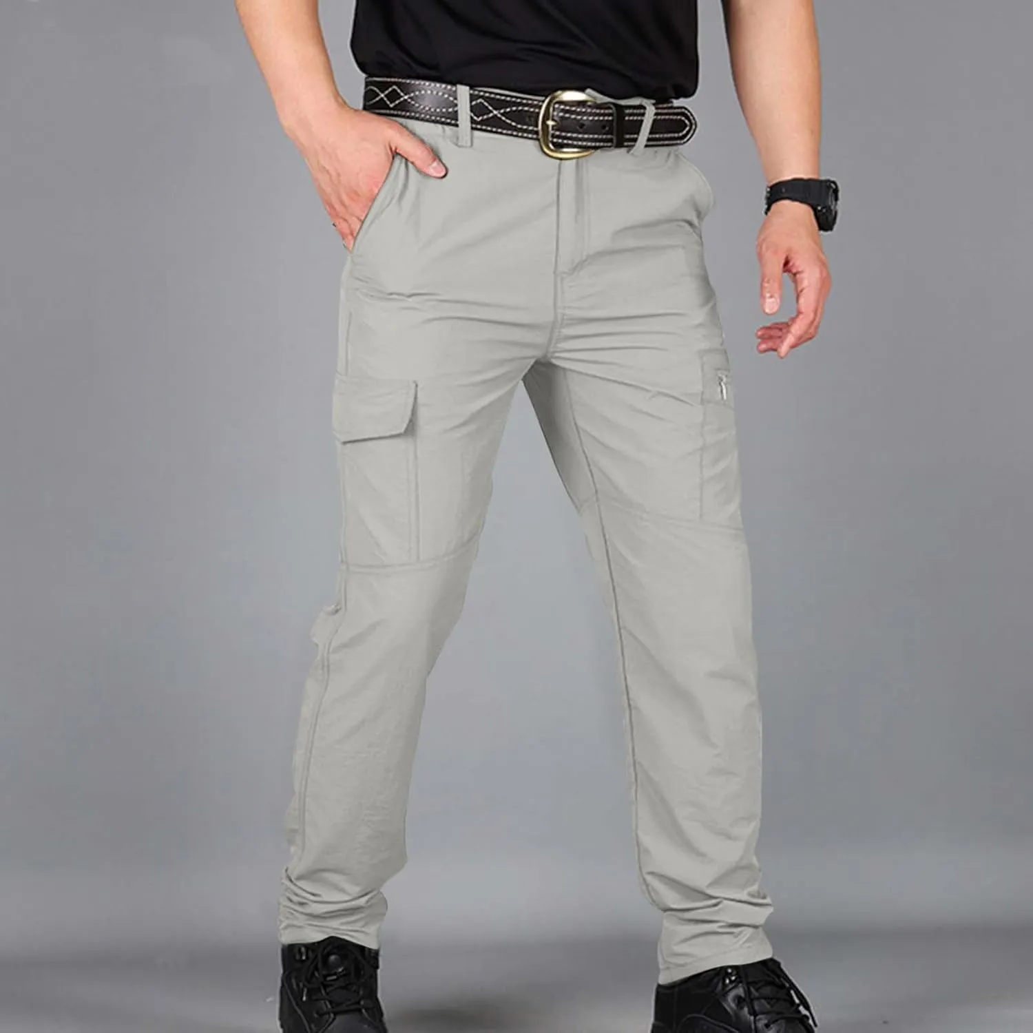 Mens Stretch Work Pants Quick-Dry Flexcamo Resistant Hiking Pants Lightweight Hunting Multi-Pocket Cargo Pants
