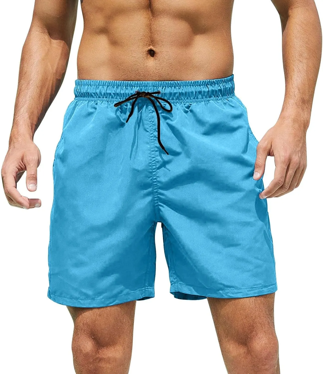 Men's Sweat Shorts Athletic Shorts 7 Inch Workout Gym Running Elastic Waist Drawstring Quick Dry Beach Shorts