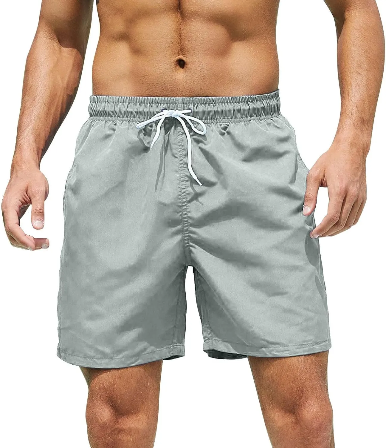 Men's Sweat Shorts Athletic Shorts 7 Inch Workout Gym Running Elastic Waist Drawstring Quick Dry Beach Shorts