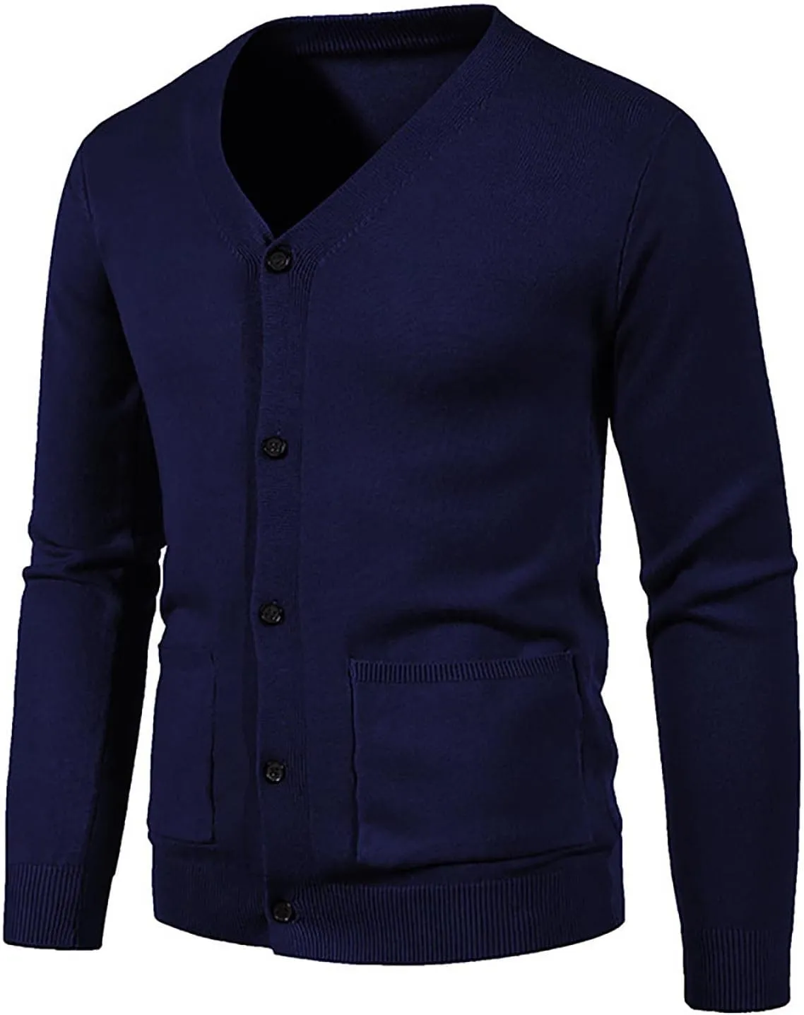 Men's V Neck Cardigan Sweater Casual Slim Fit Basic Designed Long Sleeve Button Down Cardigans Lightweight Soft Knit Outwear