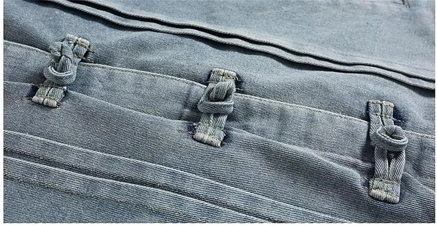 Men's Vintage Chinese Denim Jacket Men Loose Casual Jean Coat Outerwear Lightweight Sport Coats