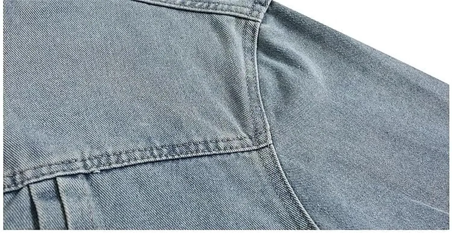 Men's Vintage Chinese Denim Jacket Men Loose Casual Jean Coat Outerwear Lightweight Sport Coats