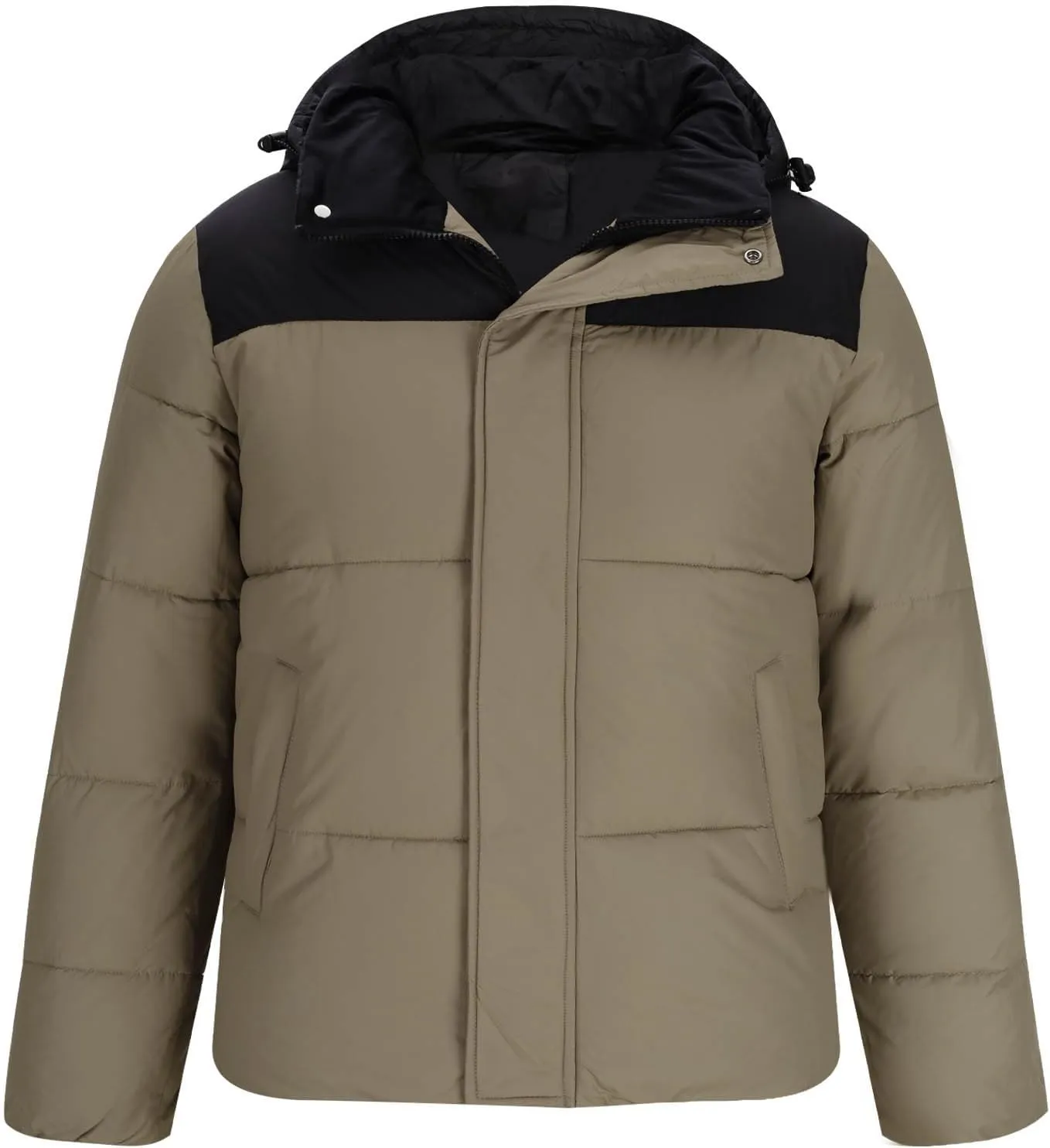 Mens Winter Puffer Jacket Warm Winter Waterproof Puffy Jacket Thicken Insulated Windproof Hooded Down Quilted Coat