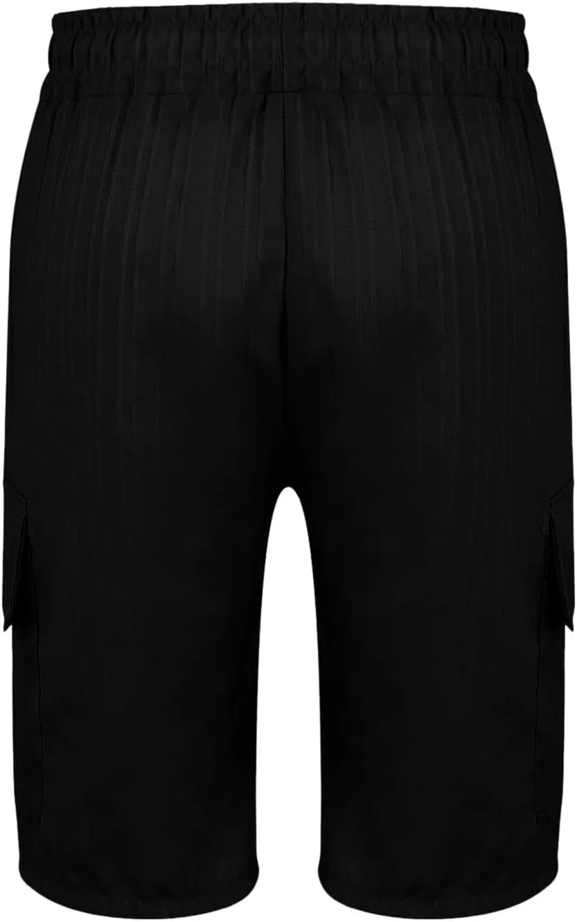 Mens Workout Shorts Elastic Waist Comfy Cargo Short Pants with Multiple Pockets Drawstring Flowy Casual Shorts