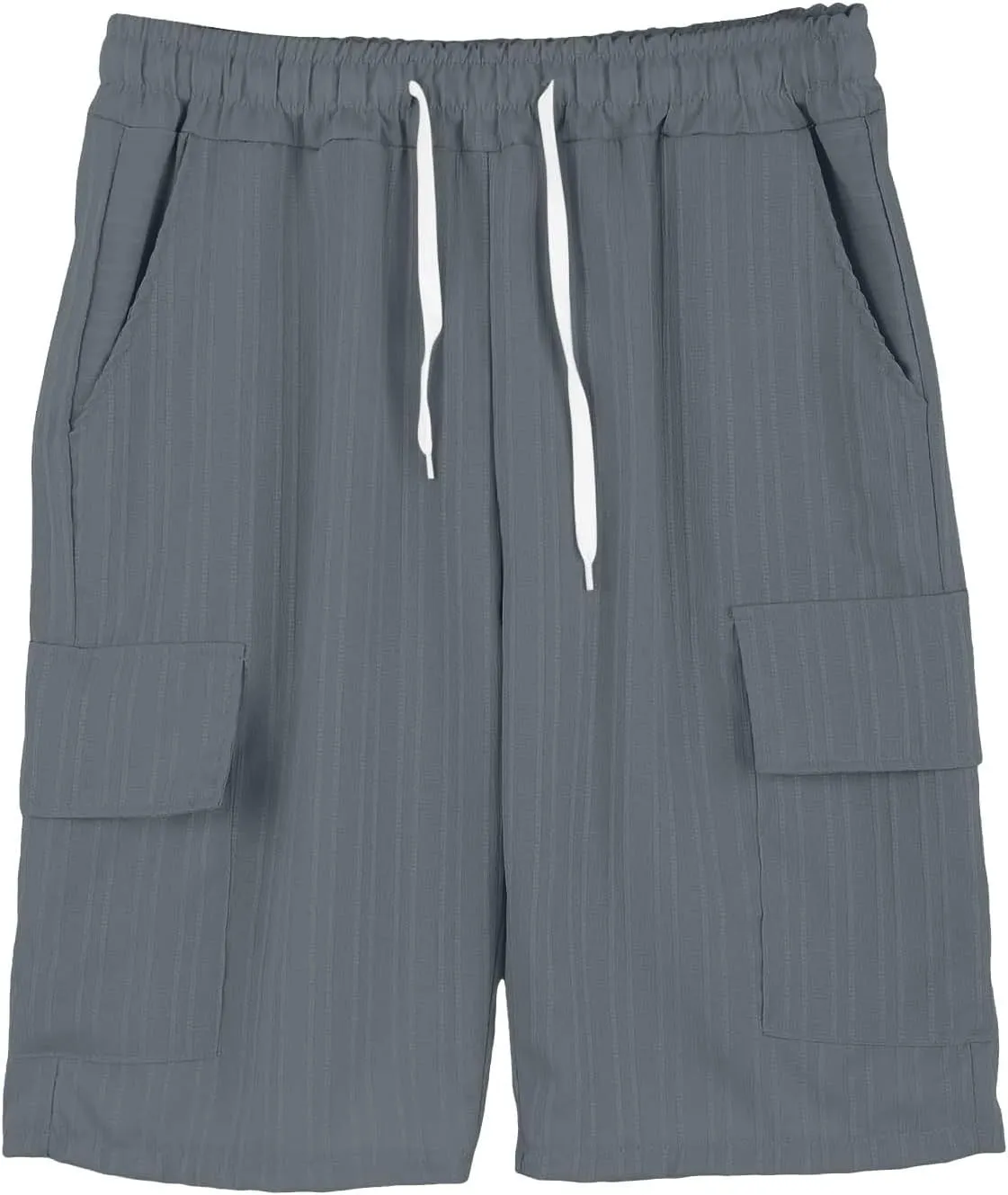 Mens Workout Shorts Elastic Waist Comfy Cargo Short Pants with Multiple Pockets Drawstring Flowy Casual Shorts