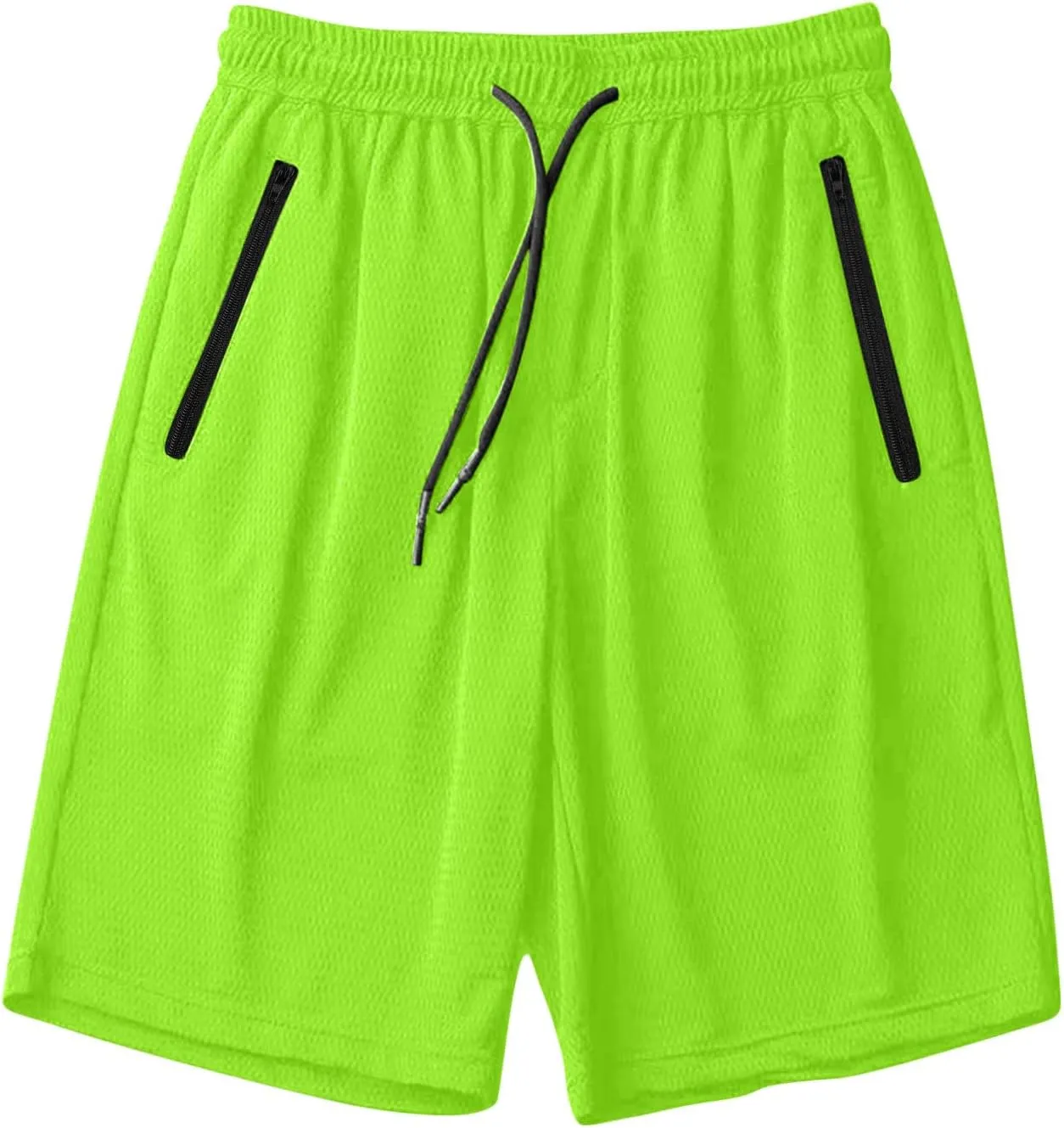 Mens Zip Pocket Shorts Mesh Fabric Quick Dry Drawstring Waistband Athletic Gym Running(Available in Plus Size)
