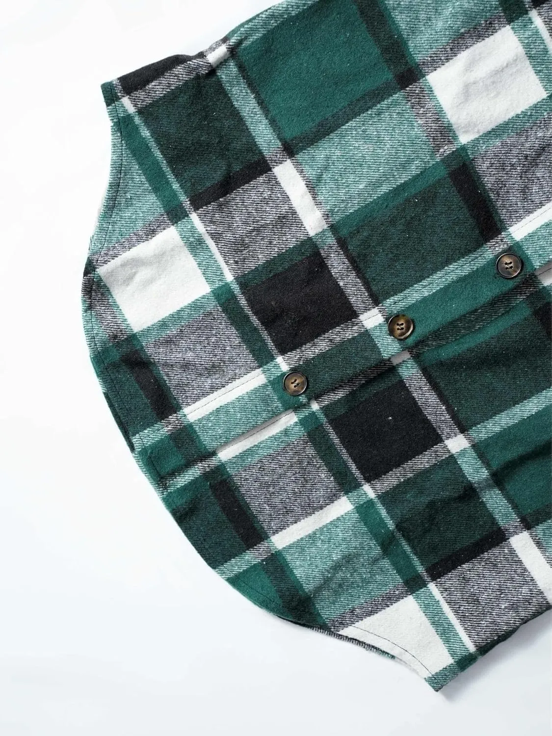 Mmoneyake Plaid Vest for Women Fall Button Down Shirt Jacket Sleeveless Shacket Lightweight Lapel Neck Coat Casual Outwear