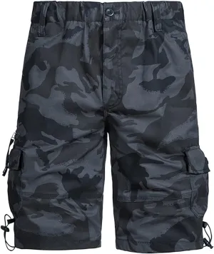Muscularfit Mens 7 Inch Shorts Multi Pocket Camouflage Cargo Shorts Casual Elastic Waist Tooling Shorts Outdoor Athletic Pant