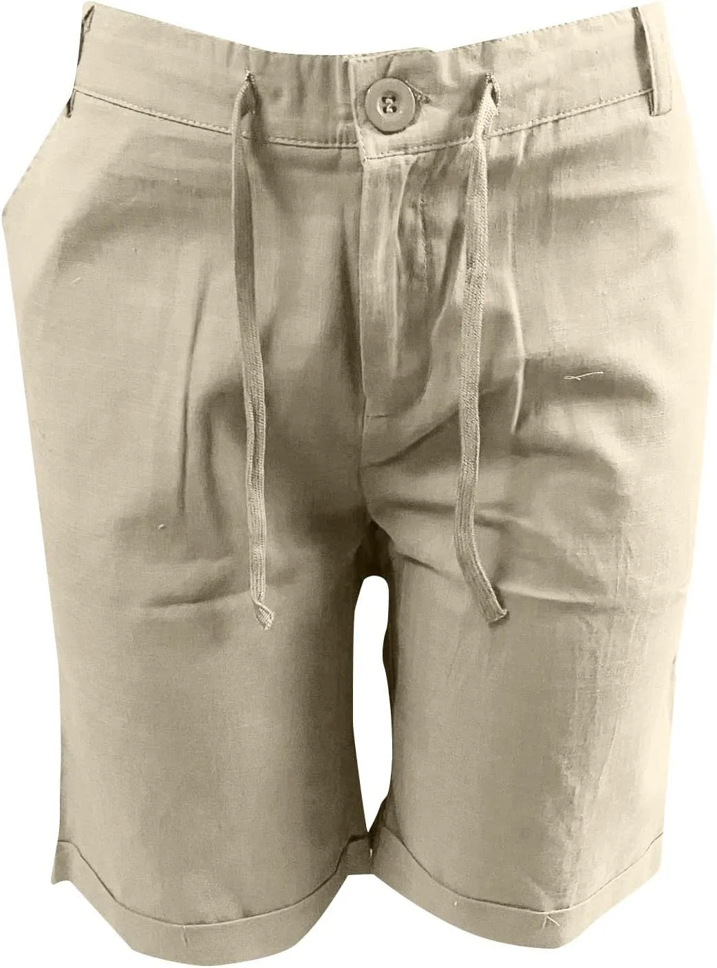 Muscularfit Mens Casual Shorts Flex Drawstring Elastic Waist Summer Beach Short with Pockets 5 Inch Inseam Cotton Linen Short