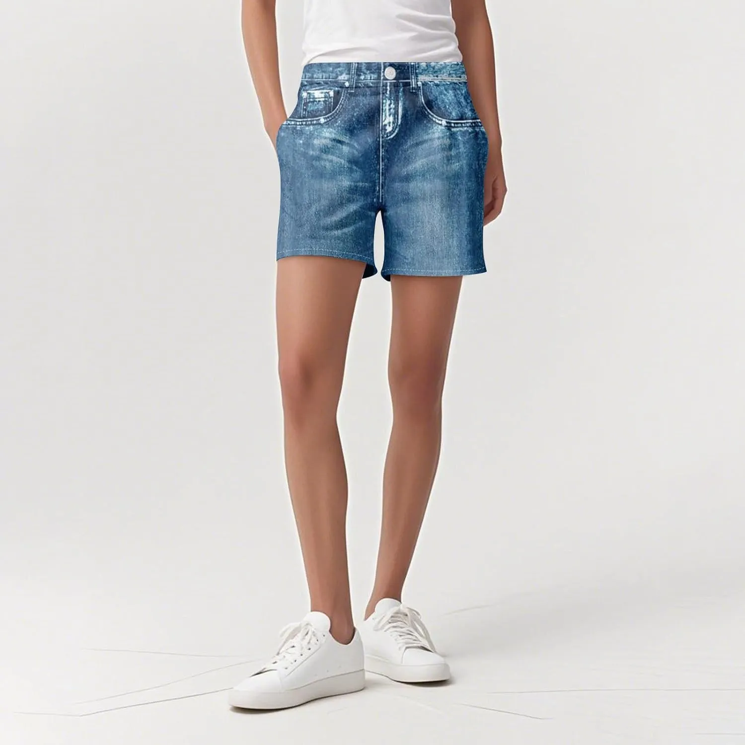 NBXNZWF Jean Shorts for Women High Waisted 2025 Summer Casual Denim Shorts Straight Leg Ripped Stretchy Jorts with Pockets