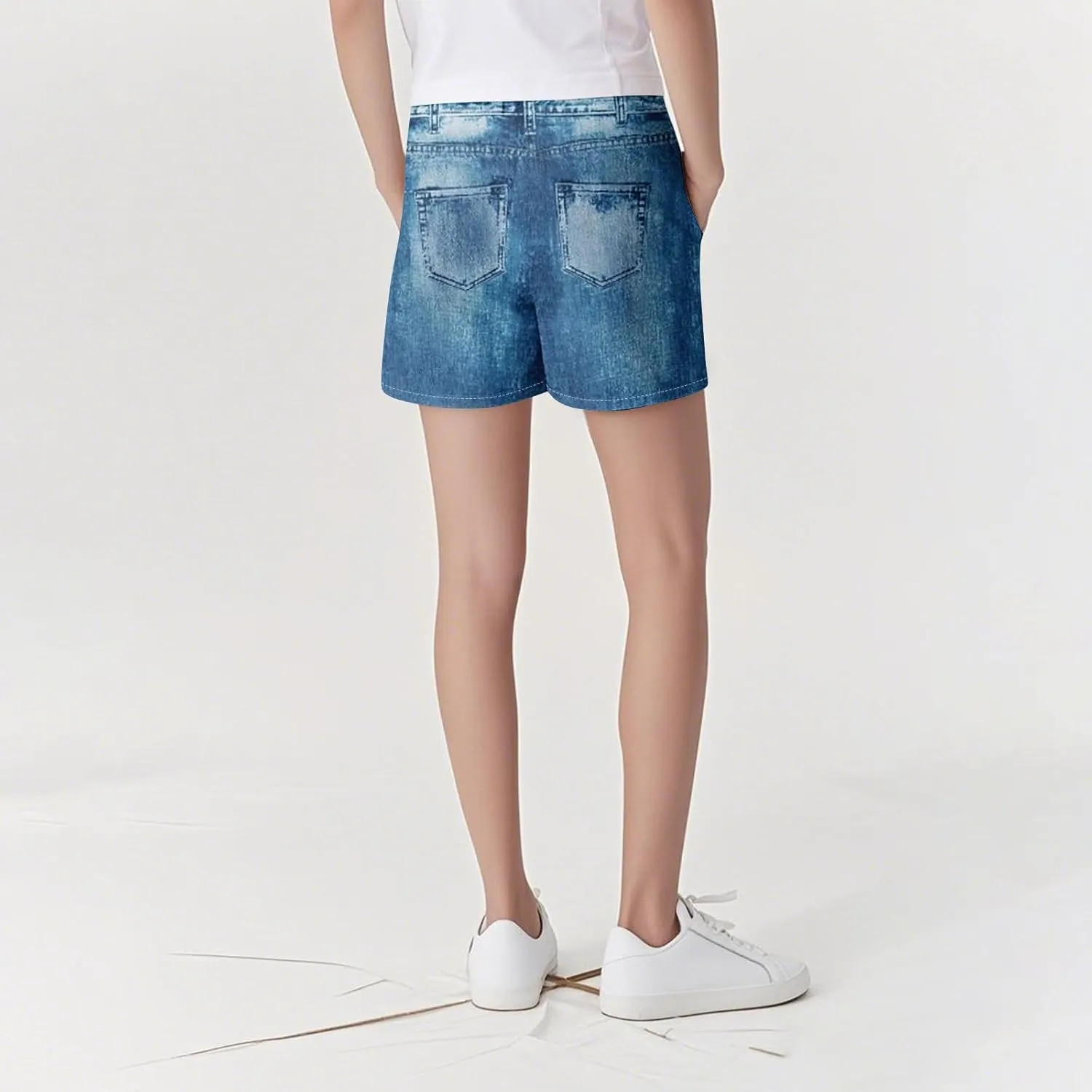 NBXNZWF Jean Shorts for Women High Waisted 2025 Summer Casual Denim Shorts Straight Leg Ripped Stretchy Jorts with Pockets