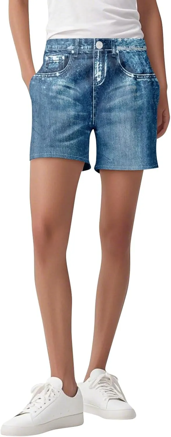 NBXNZWF Jean Shorts for Women High Waisted 2025 Summer Casual Denim Shorts Straight Leg Ripped Stretchy Jorts with Pockets