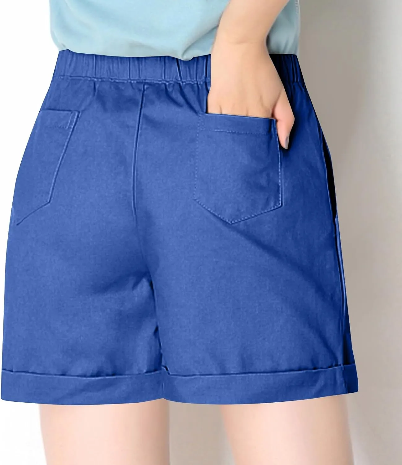 NBXNZWF Linen Shorts for Women 2025 Summer Loose Casual Comfy Elastic Waist Pants Beach Vacation Gym Shorts with Pockets