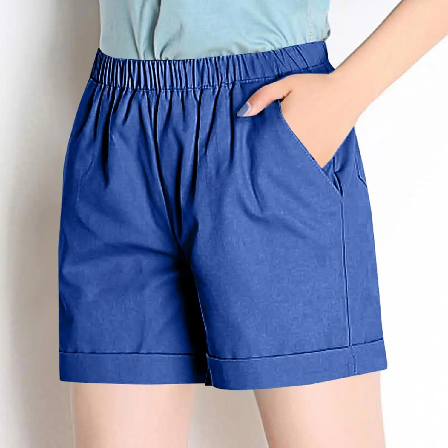 NBXNZWF Linen Shorts for Women 2025 Summer Loose Casual Comfy Elastic Waist Pants Beach Vacation Gym Shorts with Pockets