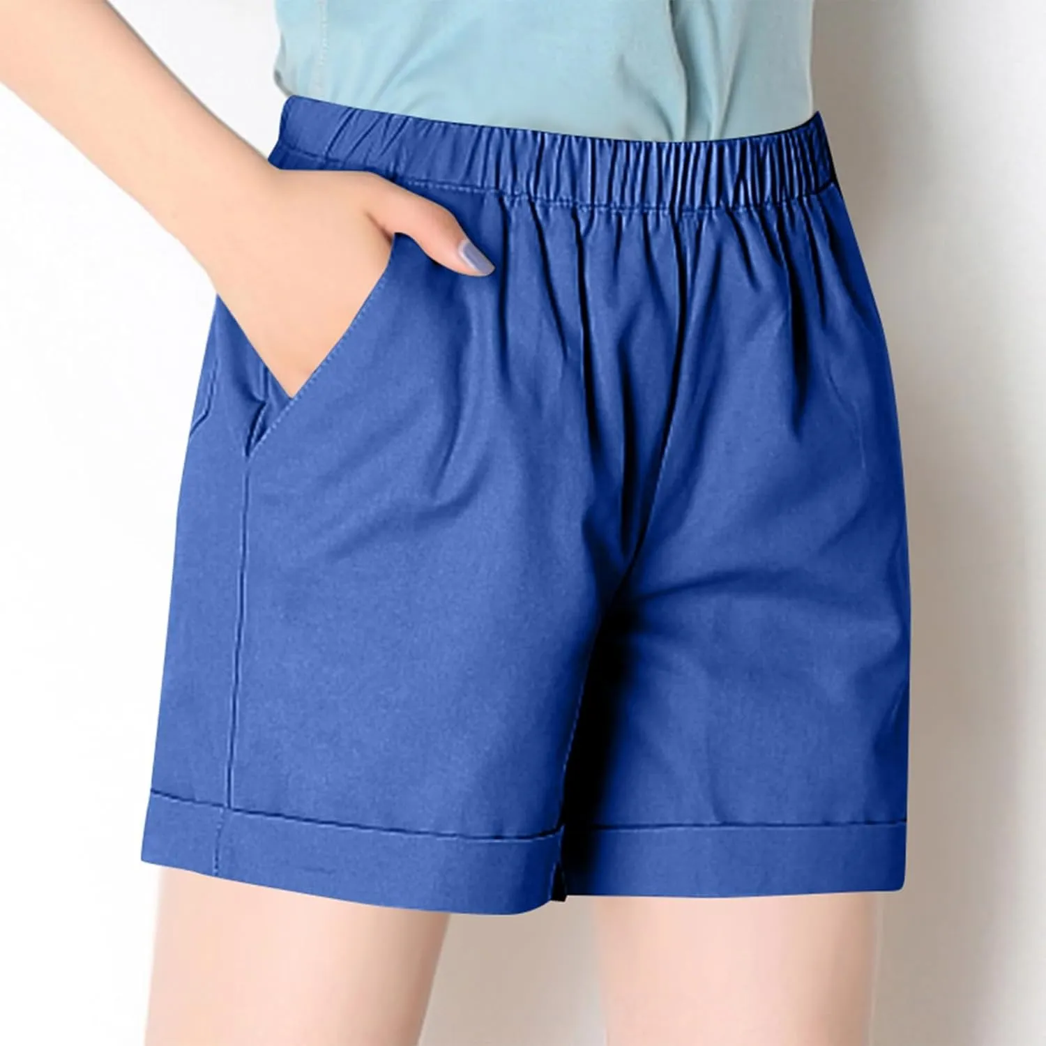 NBXNZWF Linen Shorts for Women 2025 Summer Loose Casual Comfy Elastic Waist Pants Beach Vacation Gym Shorts with Pockets