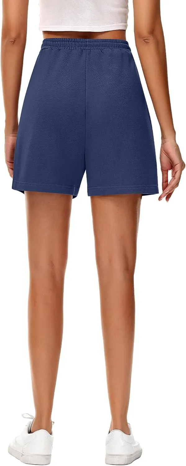Neer 3 Pack Women's Sweat Shorts, Drawstring Running Short with Pockets, Summer Athletic Casual Walking Gym Lounge Short