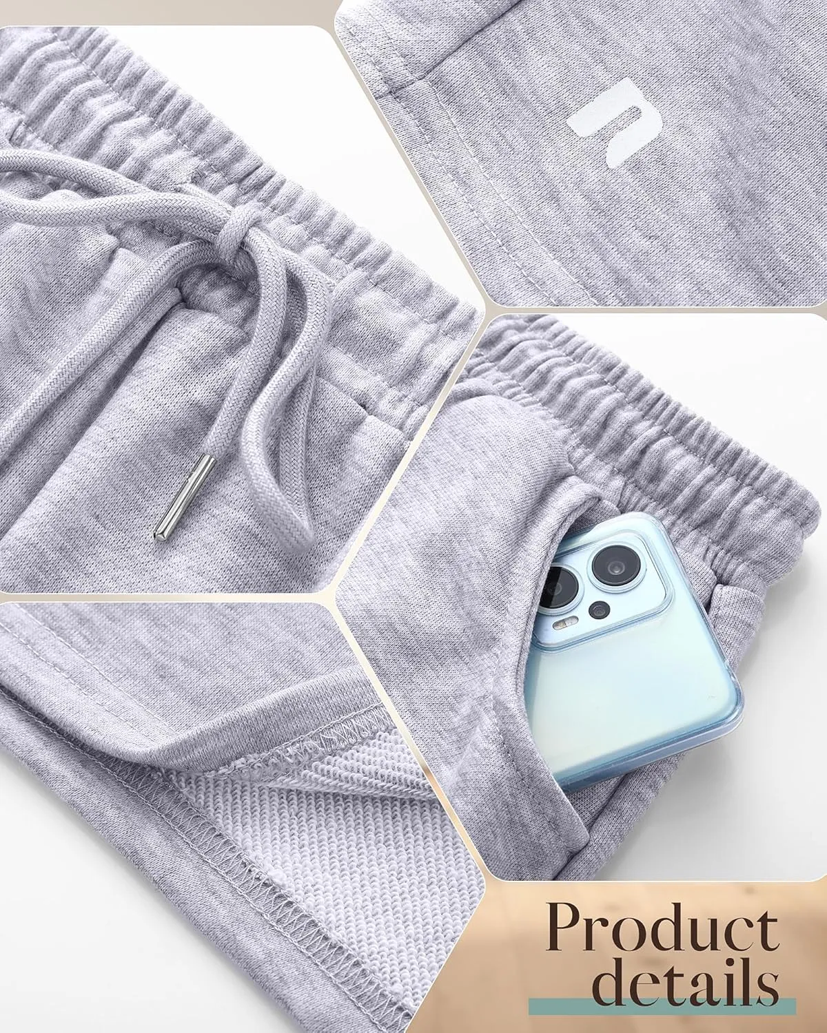 Neer 3 Pack Women's Sweat Shorts, Drawstring Running Short with Pockets, Summer Athletic Casual Walking Gym Lounge Short