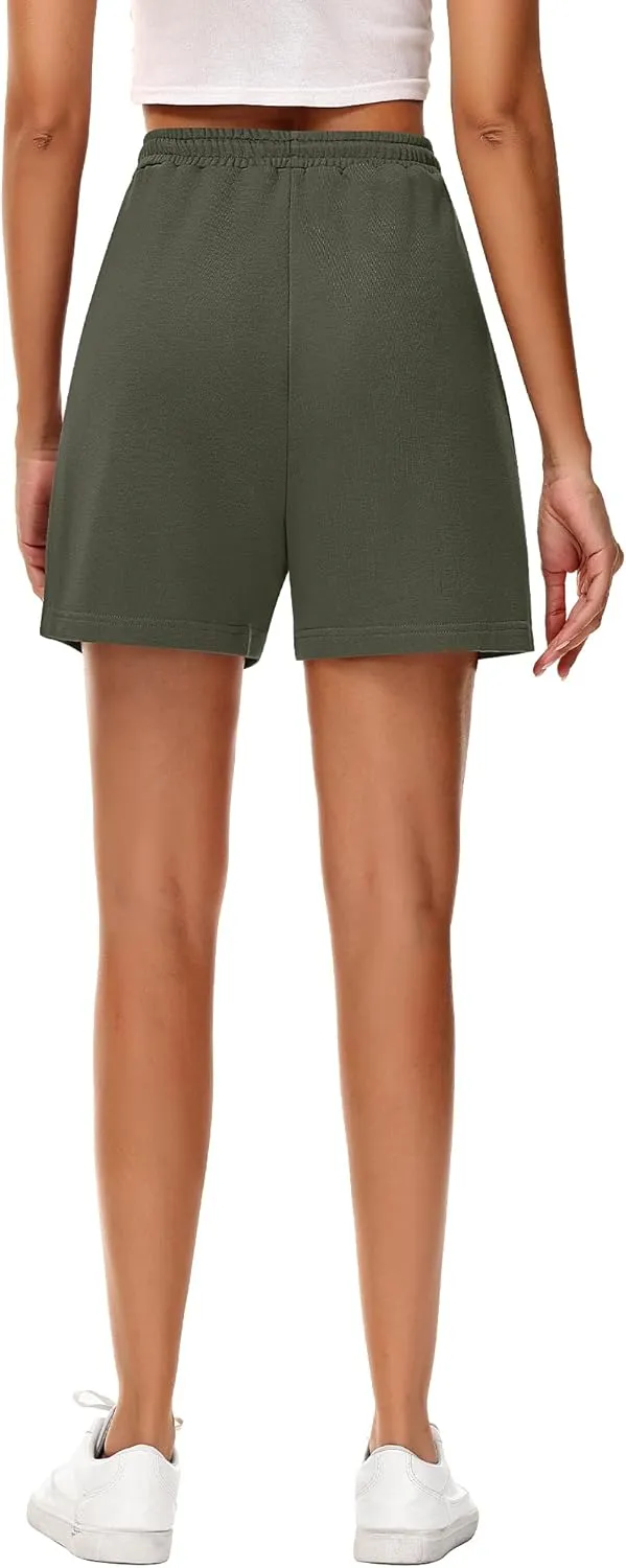 Neer 3 Pack Women's Sweat Shorts, Drawstring Running Short with Pockets, Summer Athletic Casual Walking Gym Lounge Short