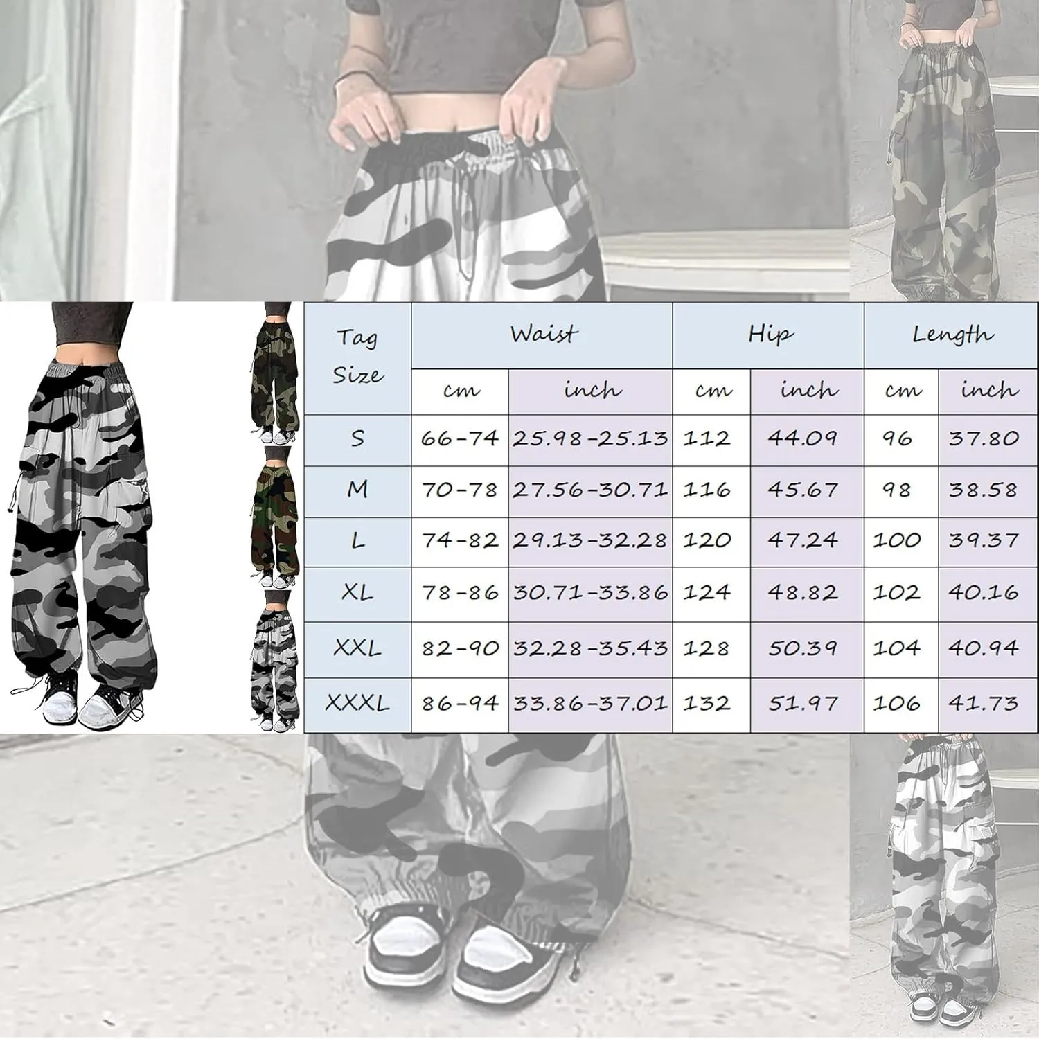 Parachute Pants for Women,Casual Loose Baggy Hiking Cargo Pants Hip Hop Streetwear Wide Leg Sweatpants with Pockets