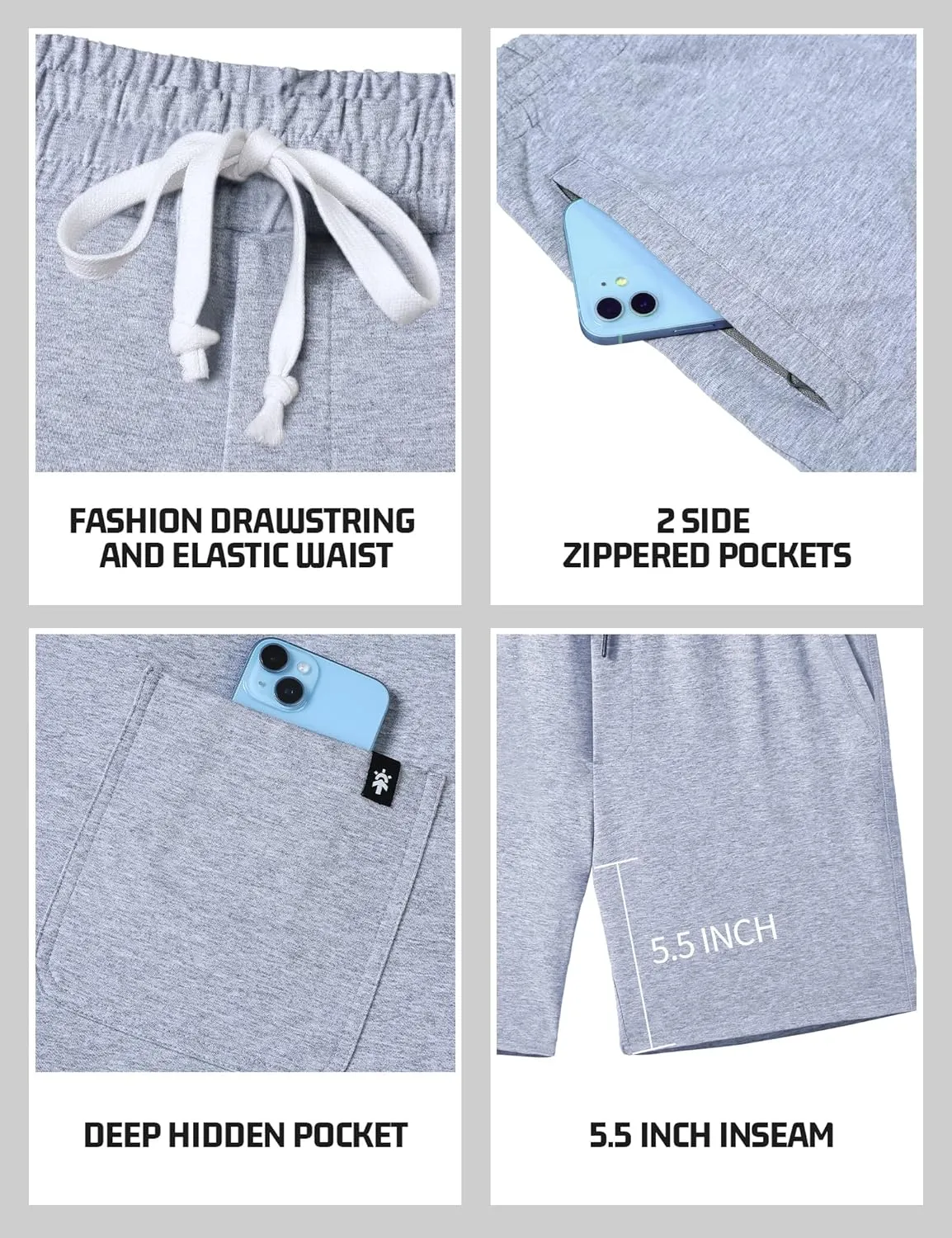 Pioneer Camp Sweat Shorts for Men 5 Inch Inseam Shorts Athletic Gym Workout Casual Cotton Shorts for Running Pajama Lounge