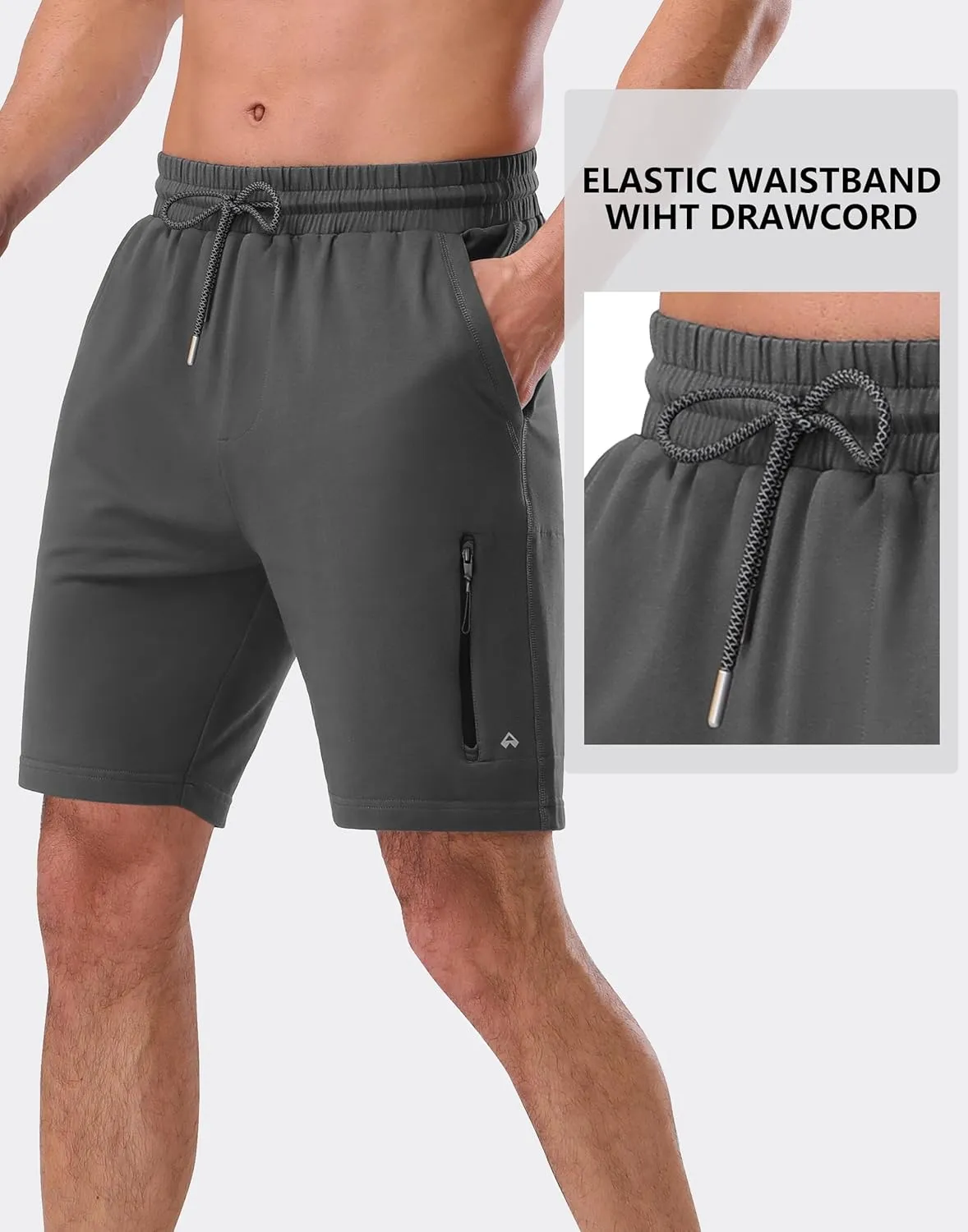 Pioneer Camp Sweat Shorts for Men 7" Inseam Cotton Athletic Casual Shorts with 4 Pockets for Gym Workout Lounge Summer Shorts
