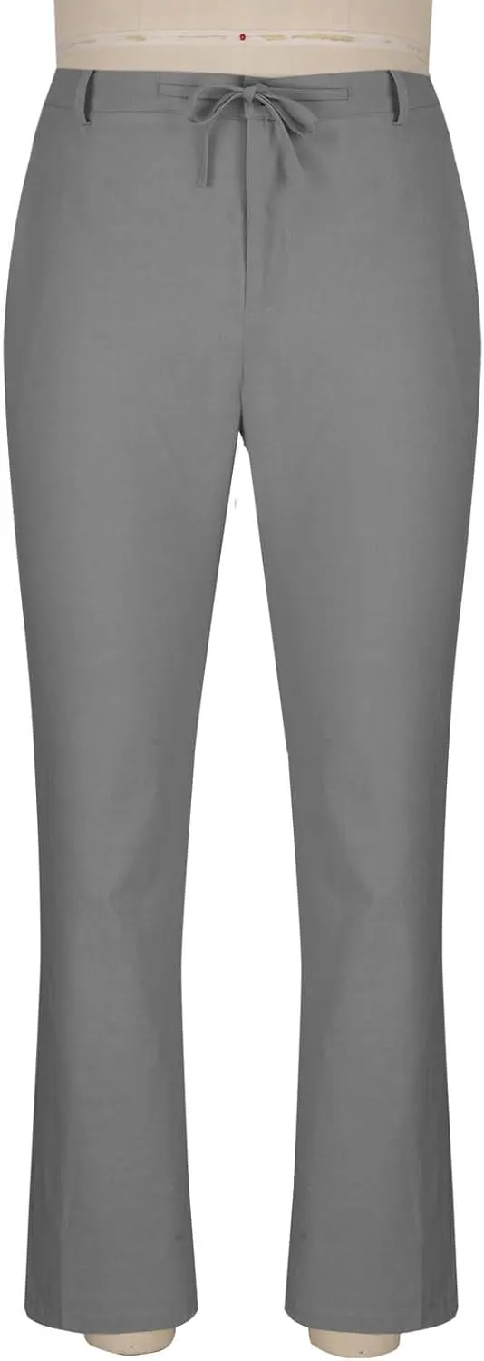 Plus Size Linen Pants for Men Casual Elastic Waist Lightweight Loose Fit Trousers Solid Business Wide Leg Suit Pant