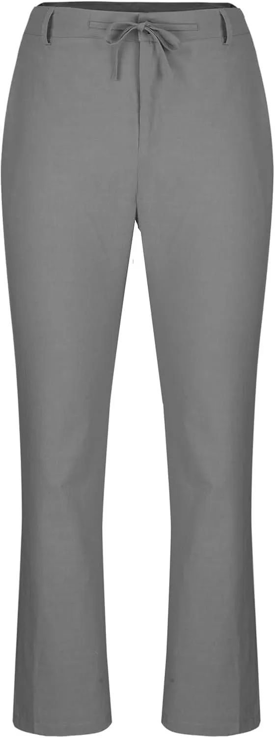 Plus Size Linen Pants for Men Casual Elastic Waist Lightweight Loose Fit Trousers Solid Business Wide Leg Suit Pant