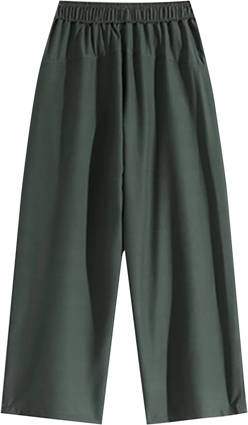 Plus Size Pants for Men Elastic Waist Drawstring Straight Leg Lounge Pant Casual Solid Loose Trousers with Pockets