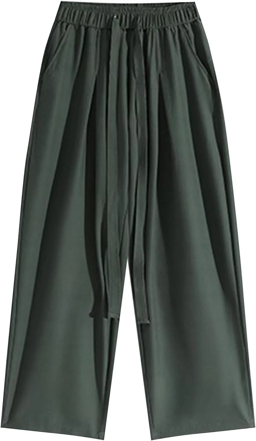 Plus Size Pants for Men Elastic Waist Drawstring Straight Leg Lounge Pant Casual Solid Loose Trousers with Pockets