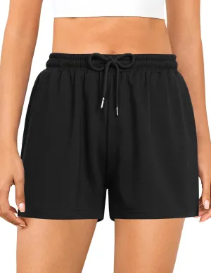 Quenteen Women's Athletic Shorts High Waisted Bermuda Sweat Short Casual Cotton Yoga Running Walking