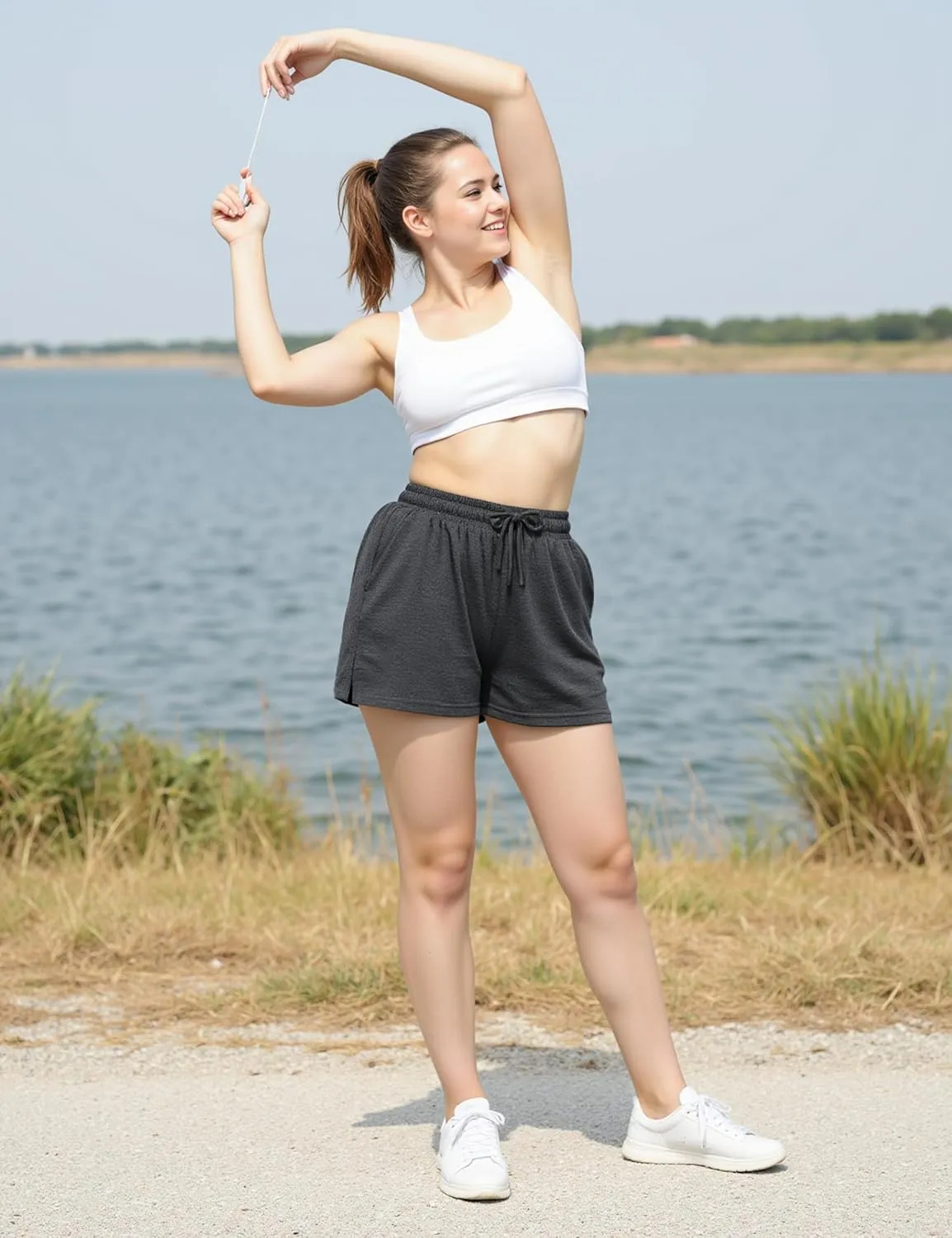Quenteen Women's Athletic Shorts High Waisted Bermuda Sweat Short Casual Cotton Yoga Running Walking