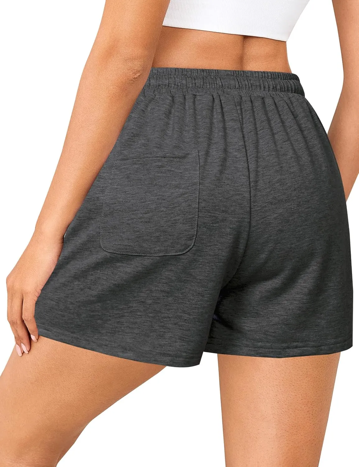 Quenteen Women's Athletic Shorts High Waisted Bermuda Sweat Short Casual Cotton Yoga Running Walking