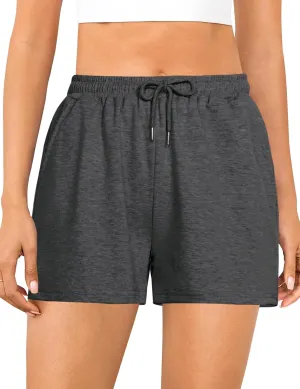 Quenteen Women's Athletic Shorts High Waisted Bermuda Sweat Short Casual Cotton Yoga Running Walking