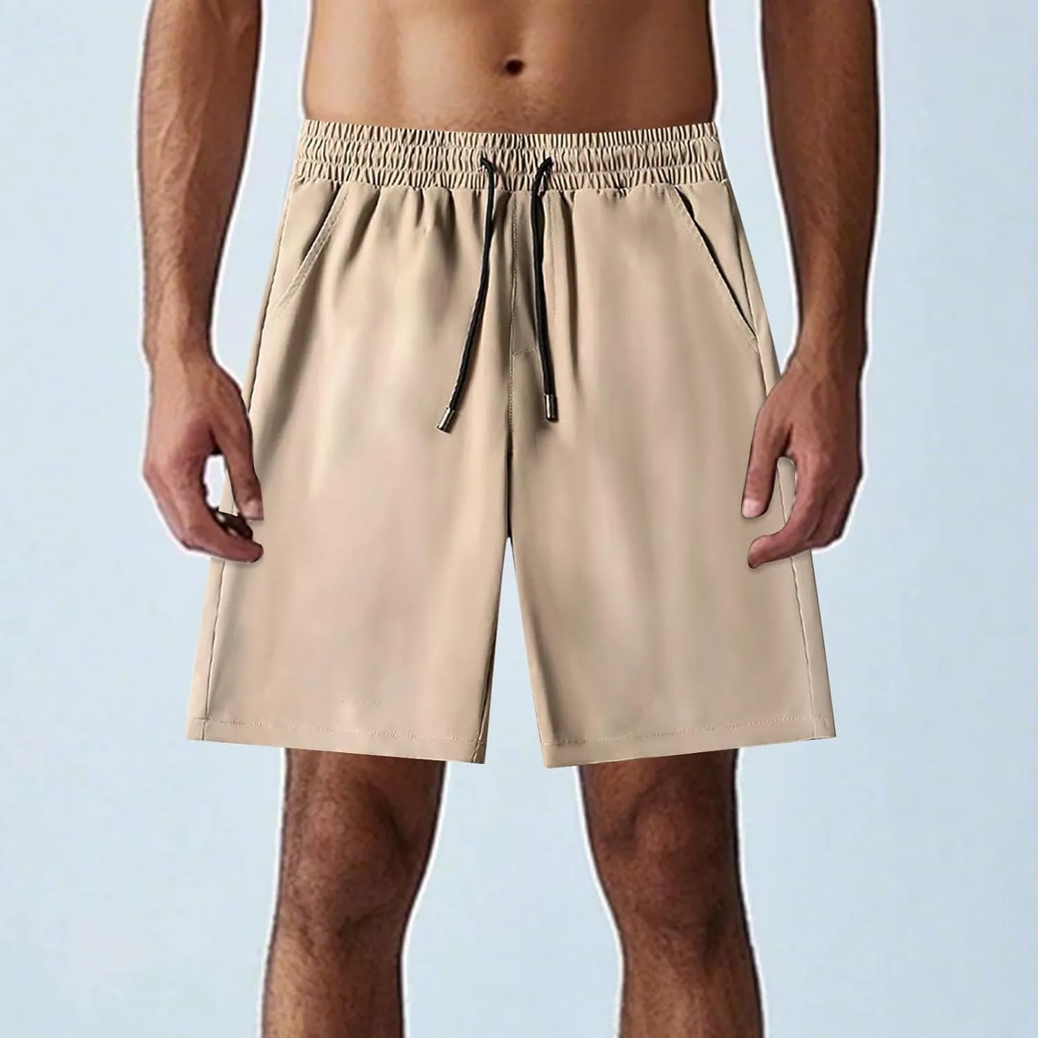 Quick Dry Ice Silk Shorts for Men Elastic Waist Athletic Breathable Shorts