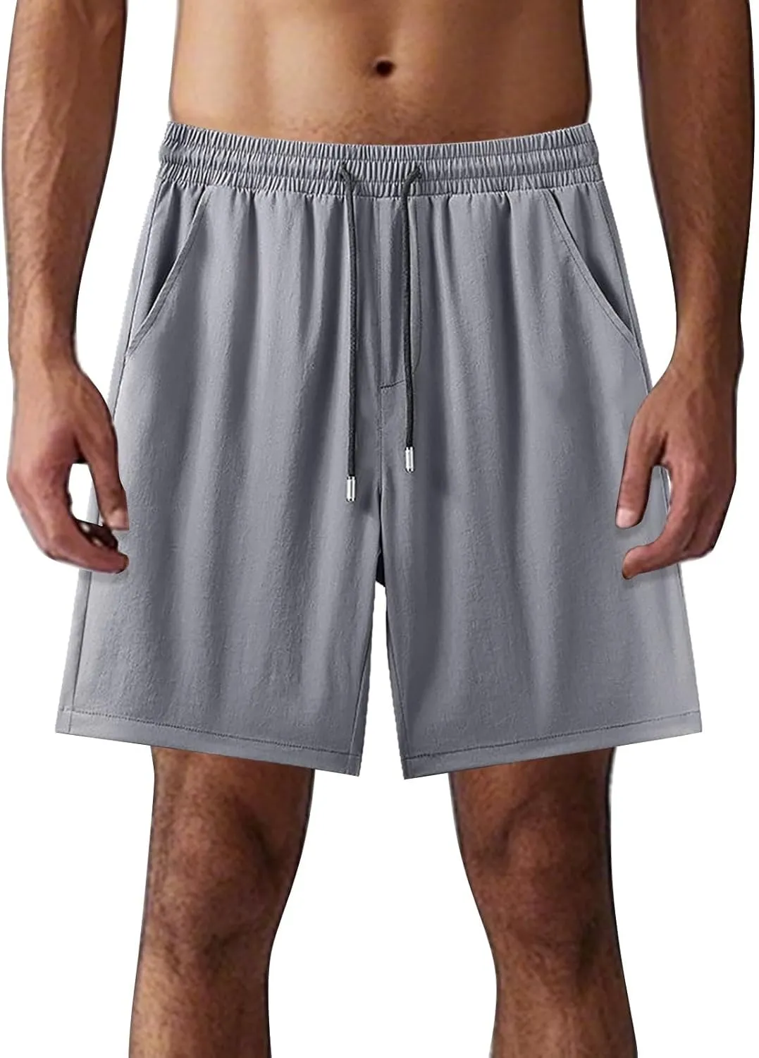 Quick Dry Ice Silk Shorts for Men Elastic Waist Athletic Breathable Shorts