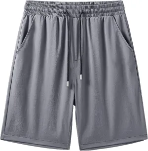 Quick Dry Ice Silk Shorts for Men Elastic Waist Athletic Breathable Shorts