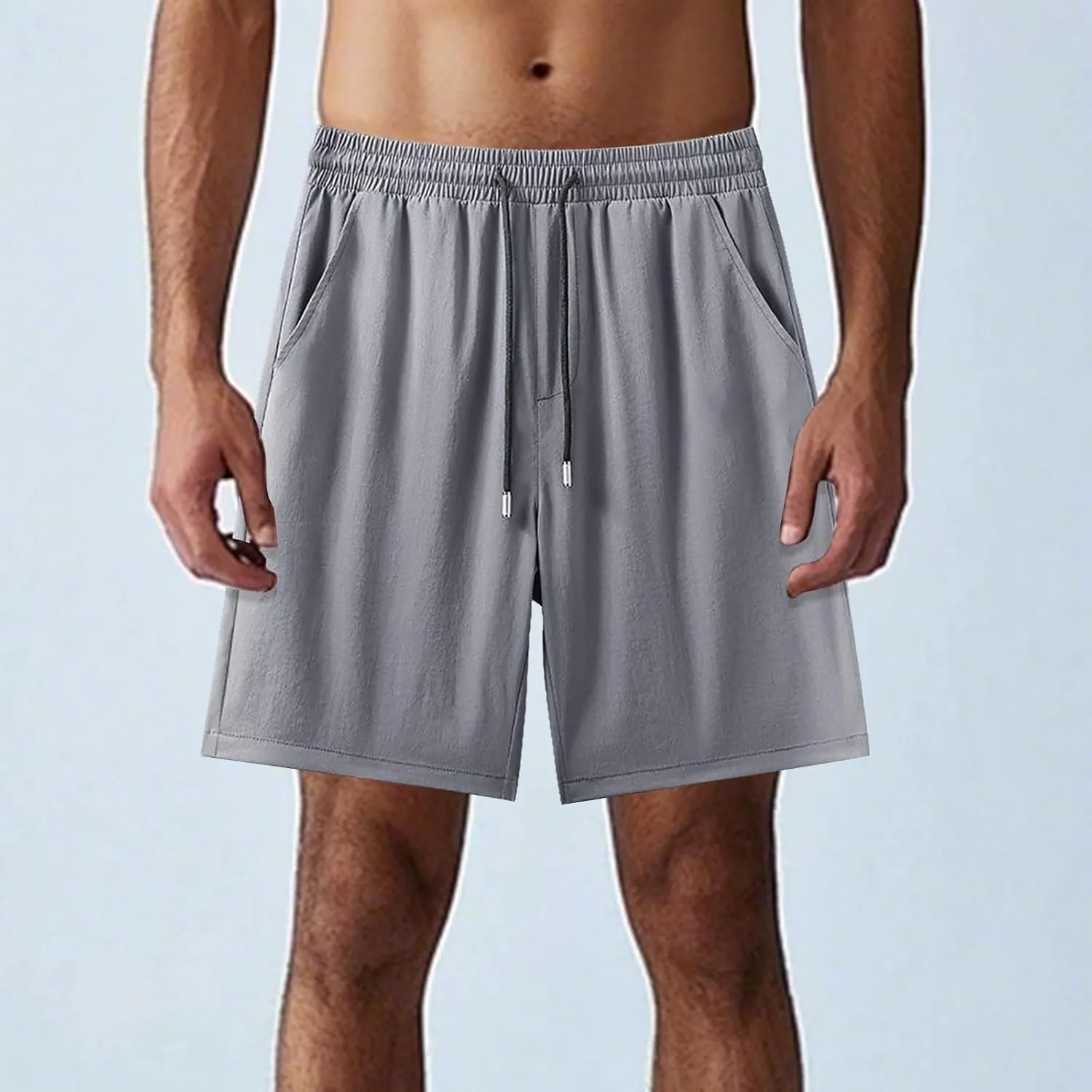 Quick Dry Ice Silk Shorts for Men Elastic Waist Athletic Breathable Shorts