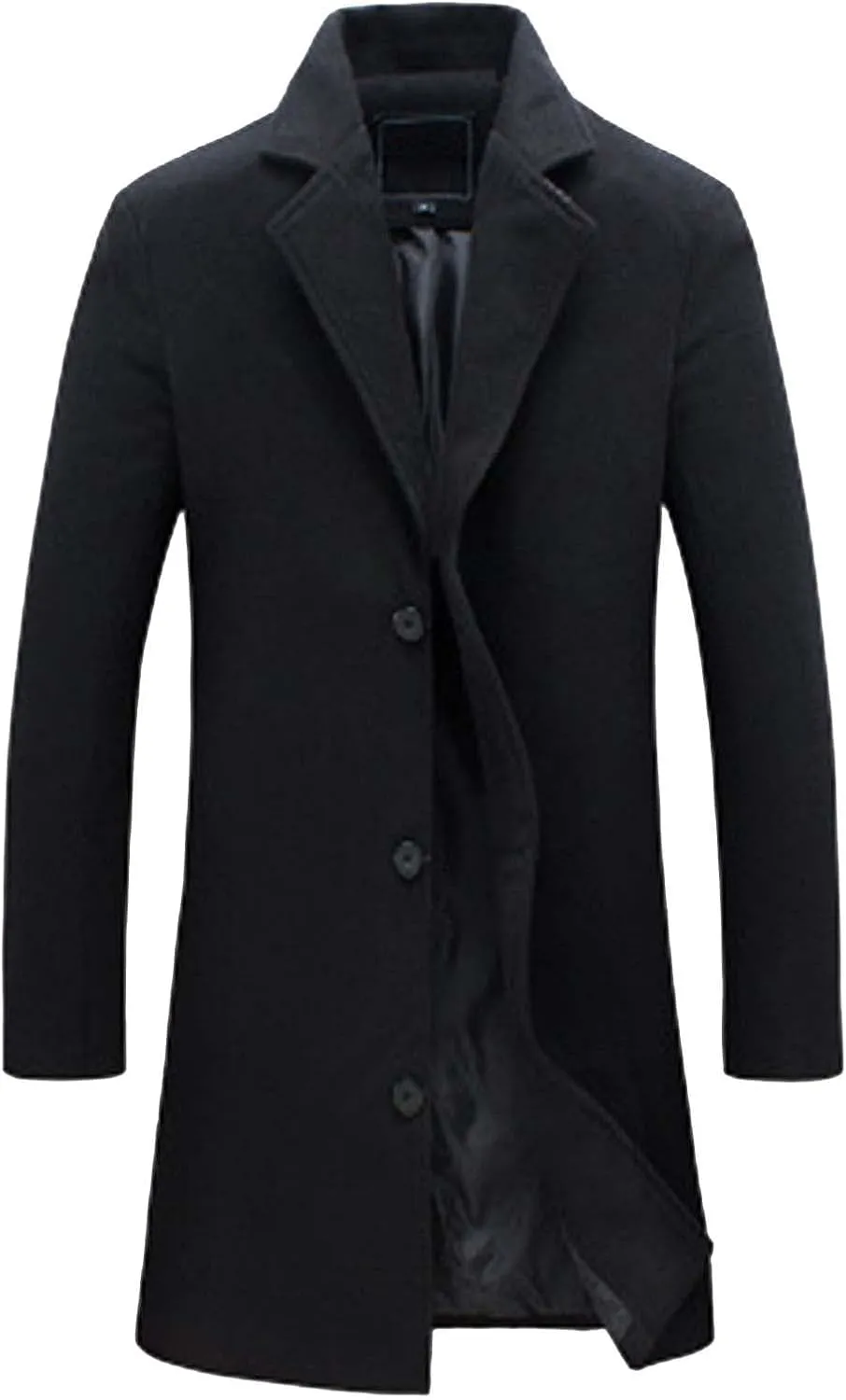 QWENTMTNTY Mens Wool Blend Single Breasted Notched Lapel Trench Coat Oversized Winter Coats Business Casual Wool Jackets