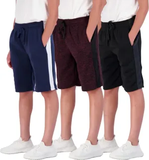 Real Essentials 3 Pack: Boys Tech Fleece Athletic Shorts with Drawstring & Pockets