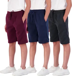 Real Essentials 3 Pack: Boys Tech Fleece Athletic Shorts with Drawstring & Pockets