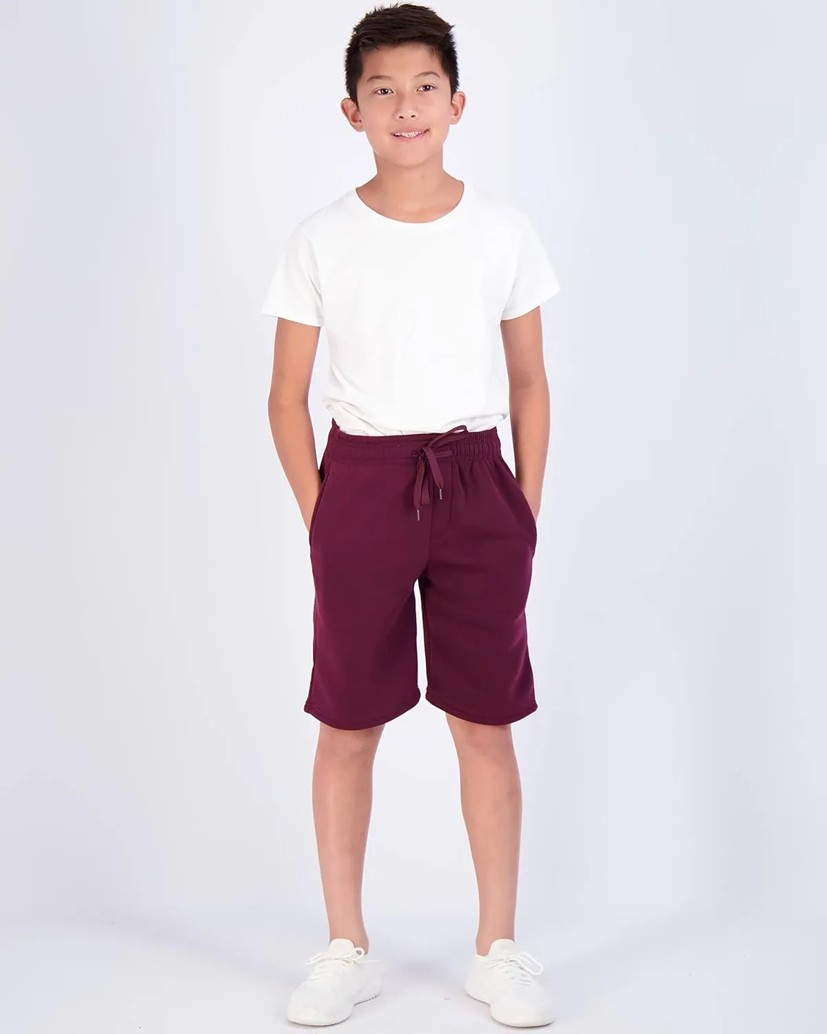 Real Essentials 3 Pack: Boys Tech Fleece Athletic Shorts with Drawstring & Pockets