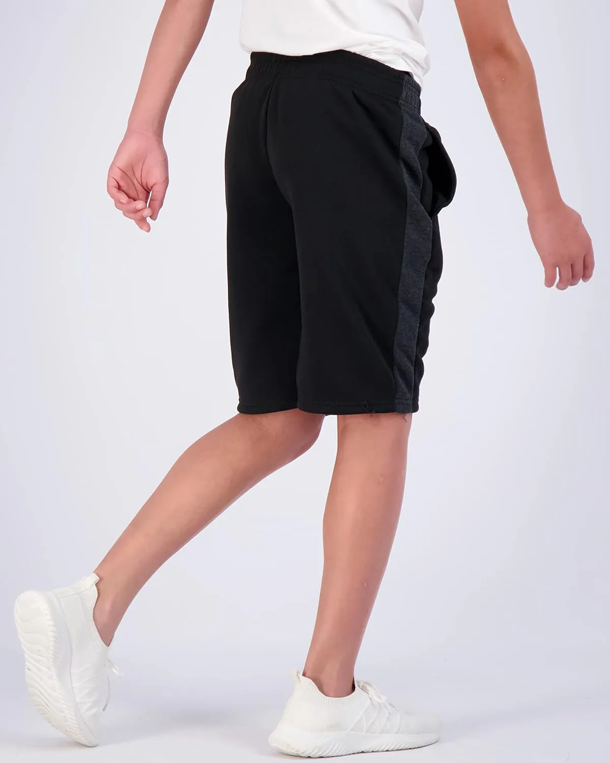 Real Essentials 3 Pack: Boys Tech Fleece Athletic Shorts with Drawstring & Pockets