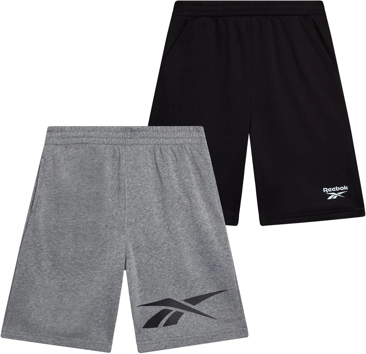 Reebok Boys Athletic Shorts - 2 Pack Active Performance French Terry Sweat Shorts for Basketball, Gym, Running (Sizes: 8-20)
