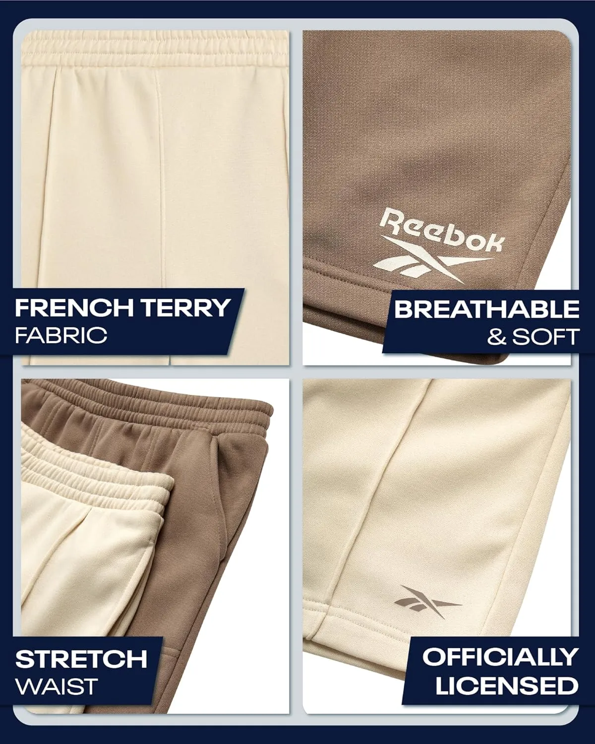 Reebok Boys Athletic Shorts - 2 Pack Active Performance French Terry Sweat Shorts for Basketball, Gym, Running (Sizes: 8-20)