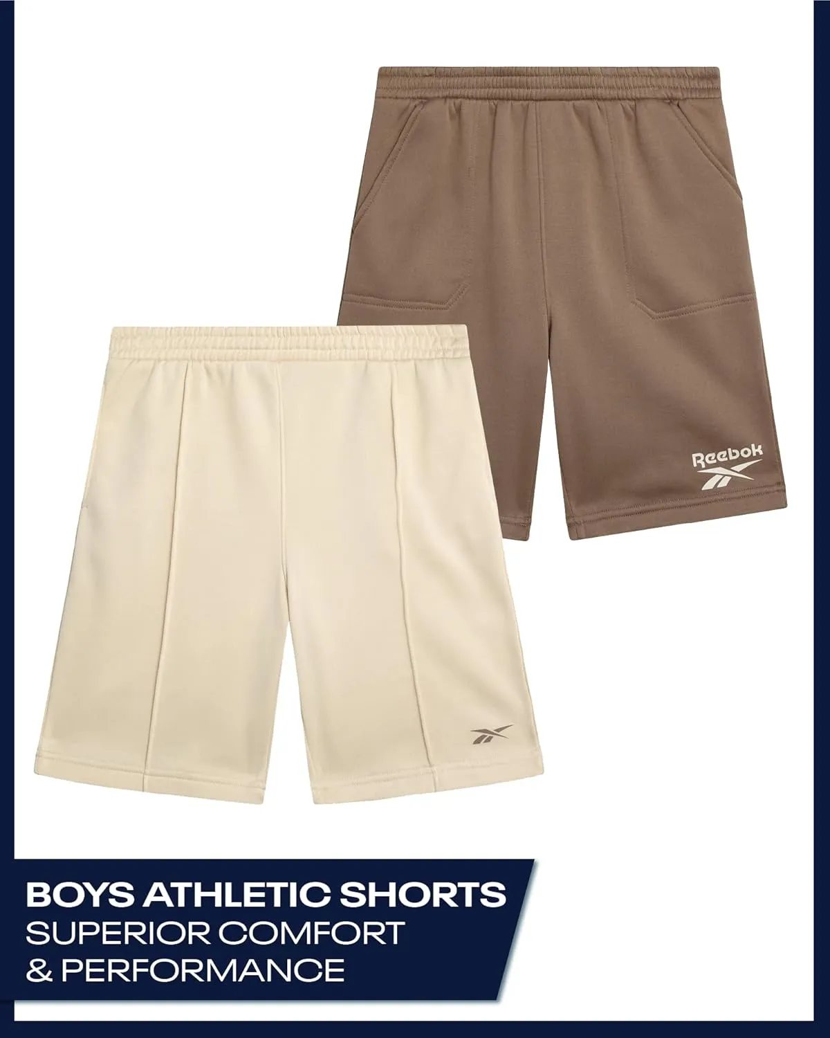 Reebok Boys Athletic Shorts - 2 Pack Active Performance French Terry Sweat Shorts for Basketball, Gym, Running (Sizes: 8-20)