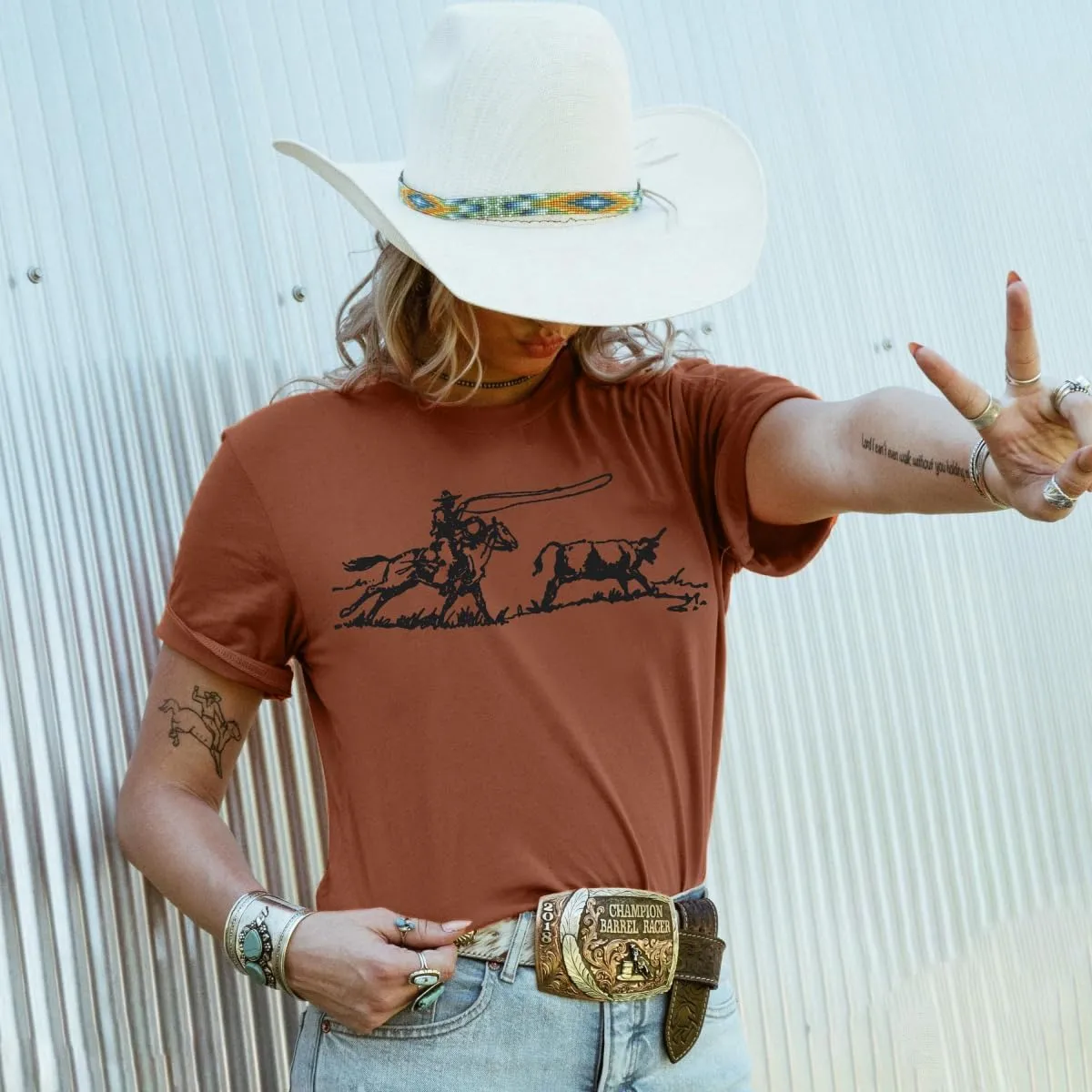 Retro Rodeo Shirt Women Cowgirl Bleached T Shirt Western Cowboy Rodeo Outfit Country Music Tee Short Sleeve Top