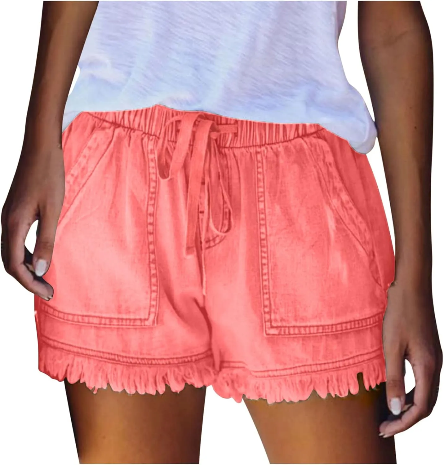 Ripped Denim Shorts for Women Trendy 2025 Summer Frayed Raw Hem Skinny Jean Shorts Dressy Casual Stretchy Jeans