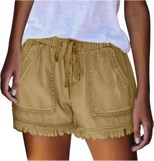 Ripped Denim Shorts for Women Trendy 2025 Summer Frayed Raw Hem Skinny Jean Shorts Dressy Casual Stretchy Jeans
