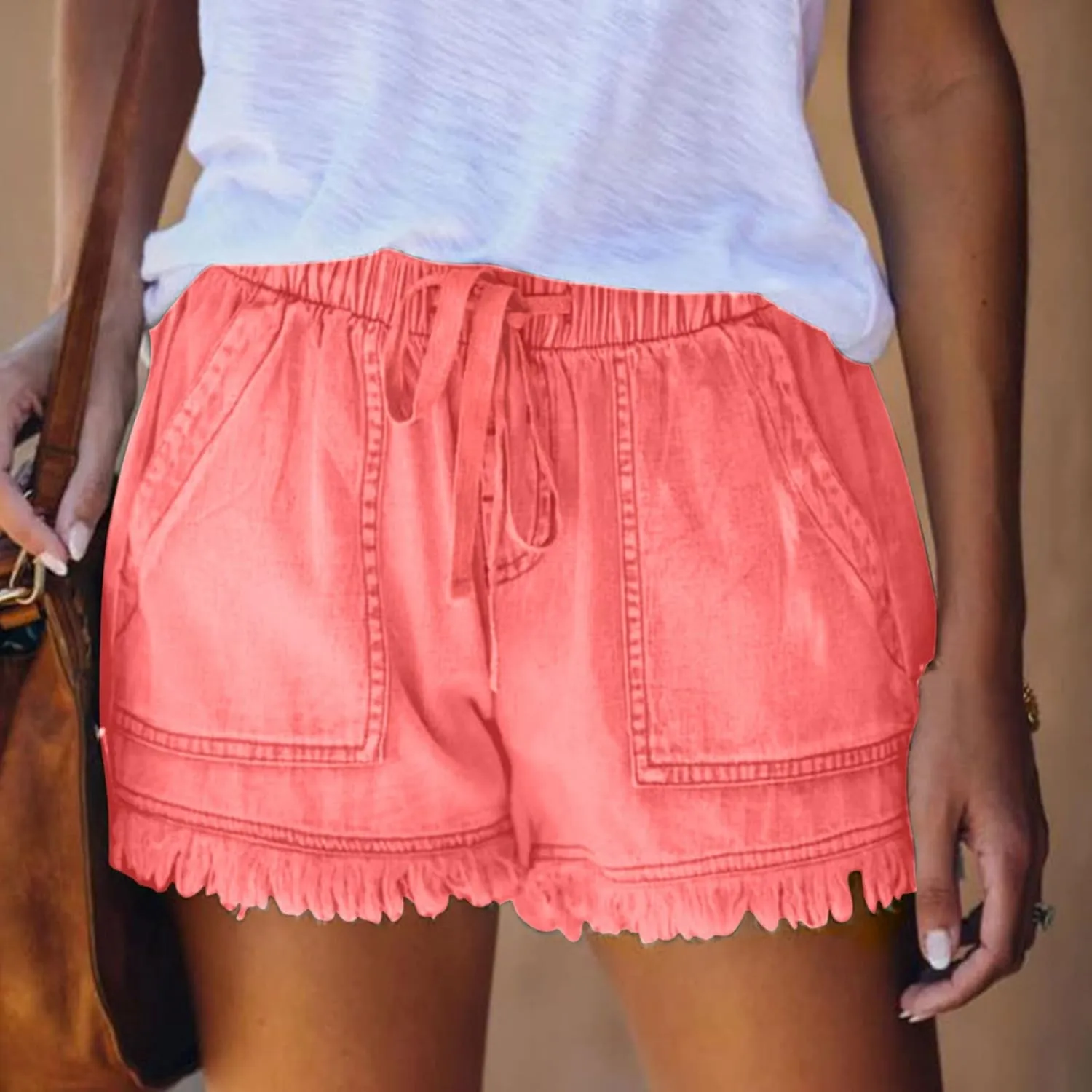 Ripped Denim Shorts for Women Trendy 2025 Summer Frayed Raw Hem Skinny Jean Shorts Dressy Casual Stretchy Jeans